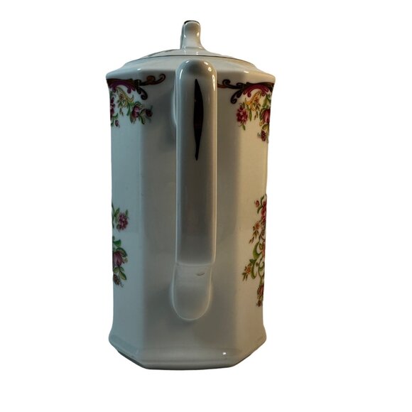 Antique Felmann Weiden Bavaria Germany Floral Porcelain Coffee Pot With Lid - Picture 3 of 8